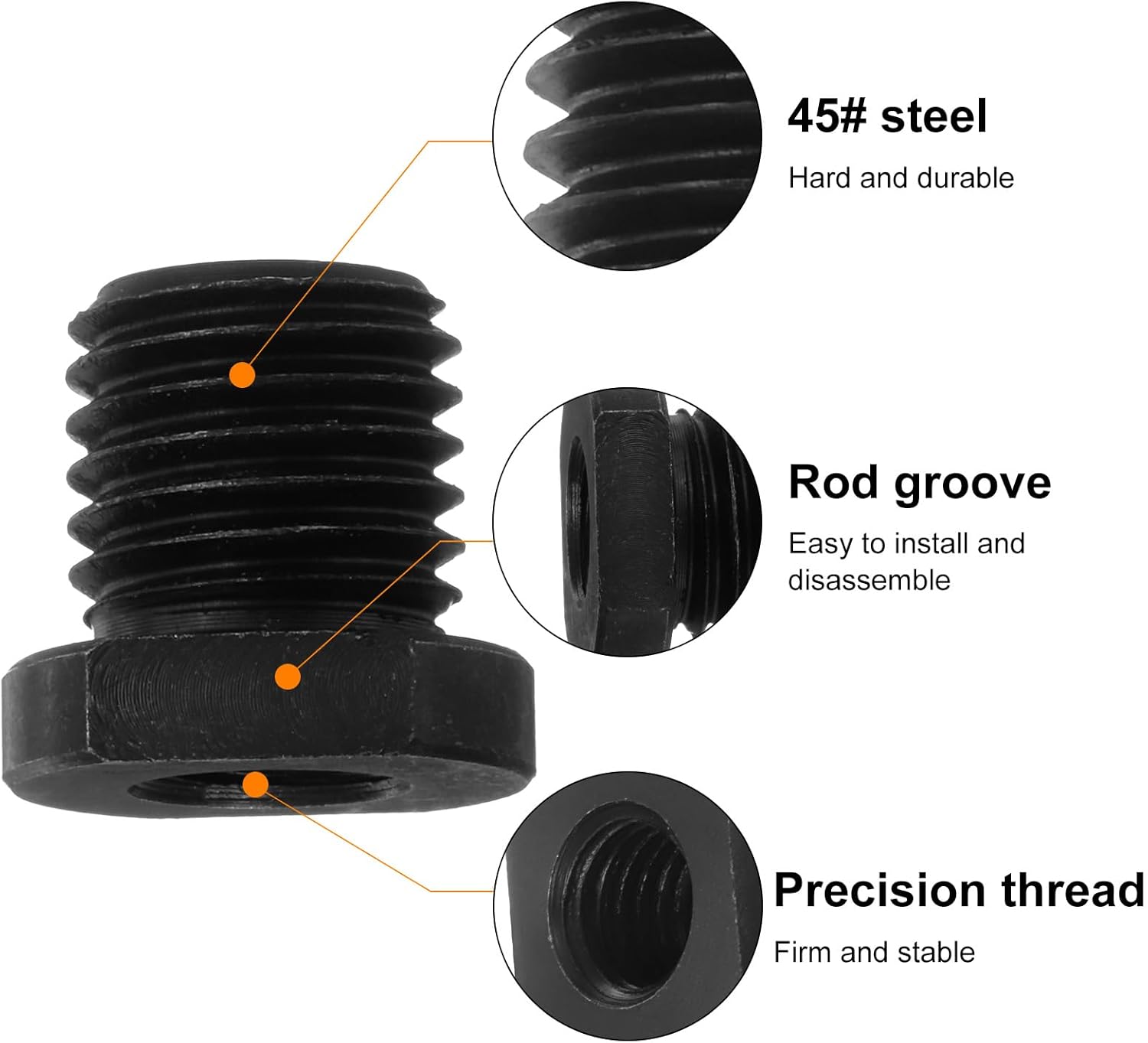 HARFINGTON 2pcs M10 Female to M14/M16 Male Adapter Polisher Adaptor Connecting Angle Grinder Attachment Thread Adapter Conversion Tool for Diamond Core Bit Polishing Pad Wheel, Black