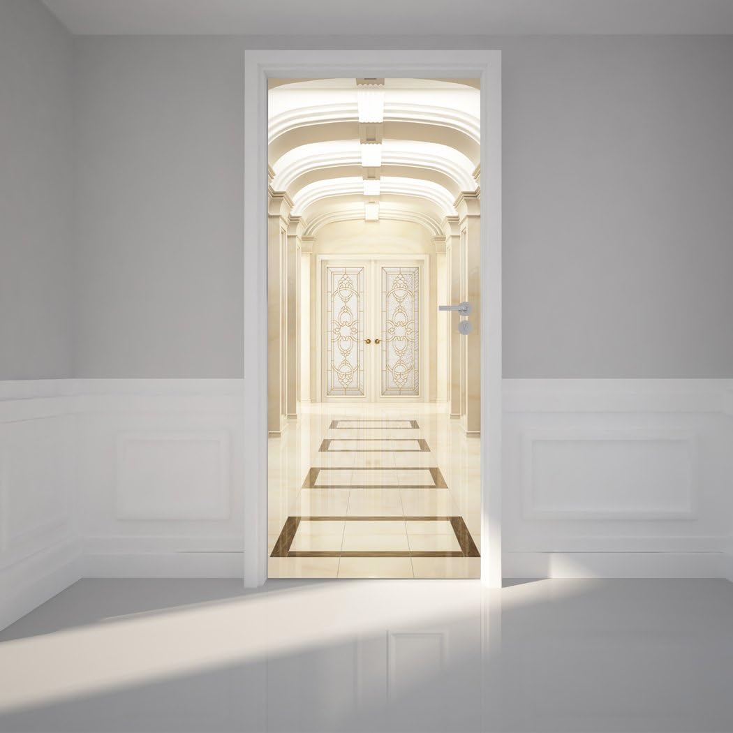 Door Wall Sticker Entrance Classic Hall - Self Adhesive Peel & Stick Repositionable Fabric Mural 31" w x 79" h (80 x 200cm)