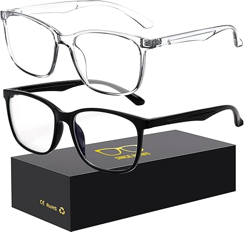 Blue-Light Blocking Glasses Computer Reading/Gaming/TV/Phones Glasses Fashion Anti Eyestrain UV Glasses for Women Men - (color: A1black + Transparent, lens color: Clear)