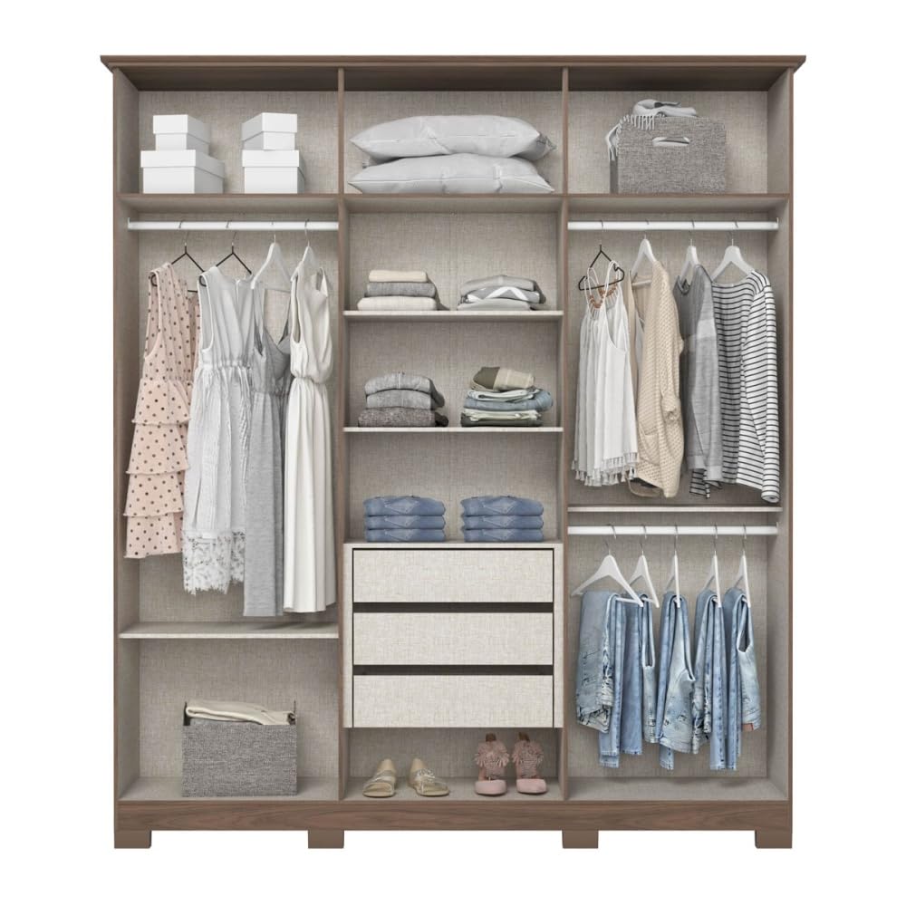 Befara Armario Vestidor 6 Puertas Crisol - Gris Shine/Roble Natural