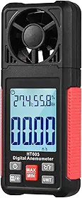 Anemômetro Digital Ht605, Medidores de Vento Portáteis, Medidor de Velocidade Do Vento com Tela Lcd de Grande Luz de Fundo, Medidor de Fluxo de Ar para Vela, Surf, Drone Voador, Avião Rc,