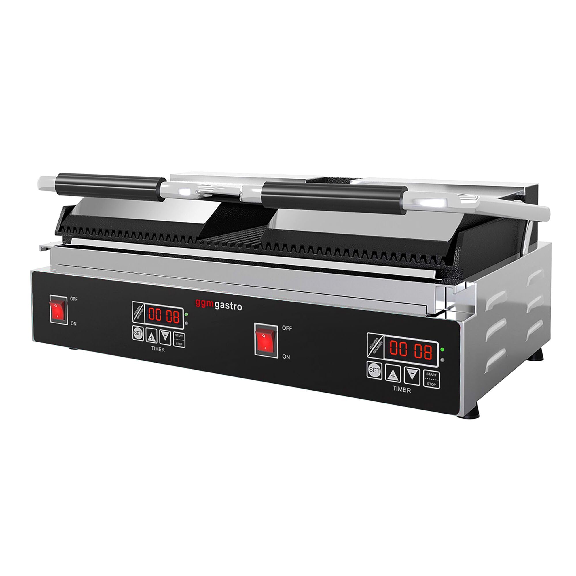 GGM Gastro Kontaktgrill 3,6 kW 480x230 mm | Ideal für den Dauereinsatz, robuste Edelstahl-Gusseisen-Konstruktion, präzise Temperaturkontrolle, einfache Reinigung