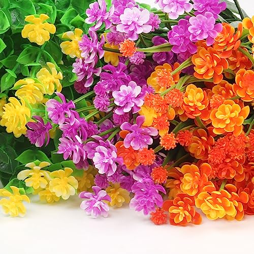 Stylifing 12 Bundles Artificial Flowers For Outdoor, Uv Resistant Fake Flowers For Decoration Indoor, No Fade Faux Plastic Hanging Plants Wedding Farmhouse Garden Porch Window Décor #TOP5