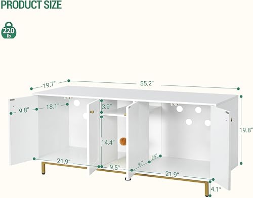 Miniatura 8 de Hzuaneri Valla de arena para gatos para dos gatos, muebles ocultos de arena para gatos con pasillo, muebles para gatos dobles, mesa auxiliar, mueble