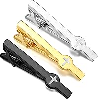Dannyshi Men's Tie Clips 3-Pack Set - Durable Metal Tie Bars for Secure Hold, Weddings, Business & Gifts