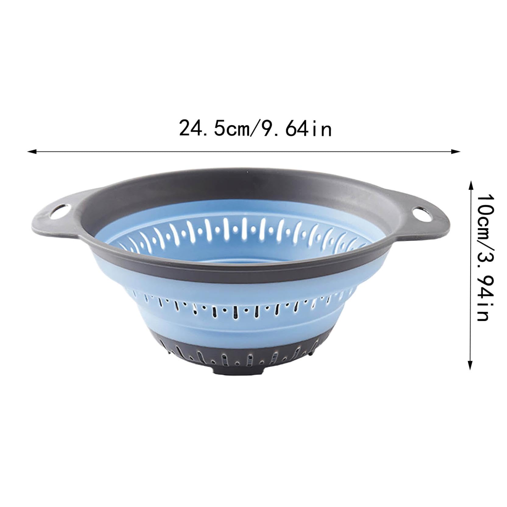 Passoire Pliable 25,5 Cm Silicone Gris Avec Poignées - Égouttoir Résistant à La Chaleur Pour Légumes, Fruits Et Pâtes