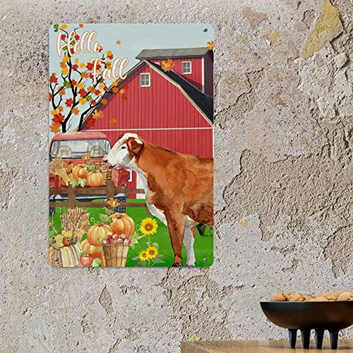 Panneau mural en métal Hello Fall déco d'automne 45x30 cm