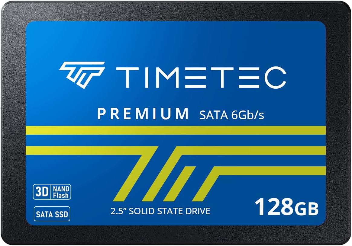Timetec 128GB SSD 3D NAND SATA III 6Gb/s 2.5 Inch 7mm (0.28") Read Speed Up to 550 MB/s SLC Cache Performance Boost Internal Solid State Drive for PC Computer Desktop and Laptop (128GB)