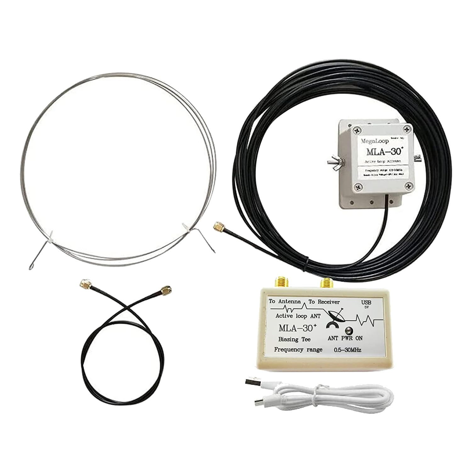 Antenne Boucle -30+, Antenne de RéCeption Active 0,5-30 MHz pour Radio à Ondes Moyennes Courtes HA SDR, Toit, Balcon