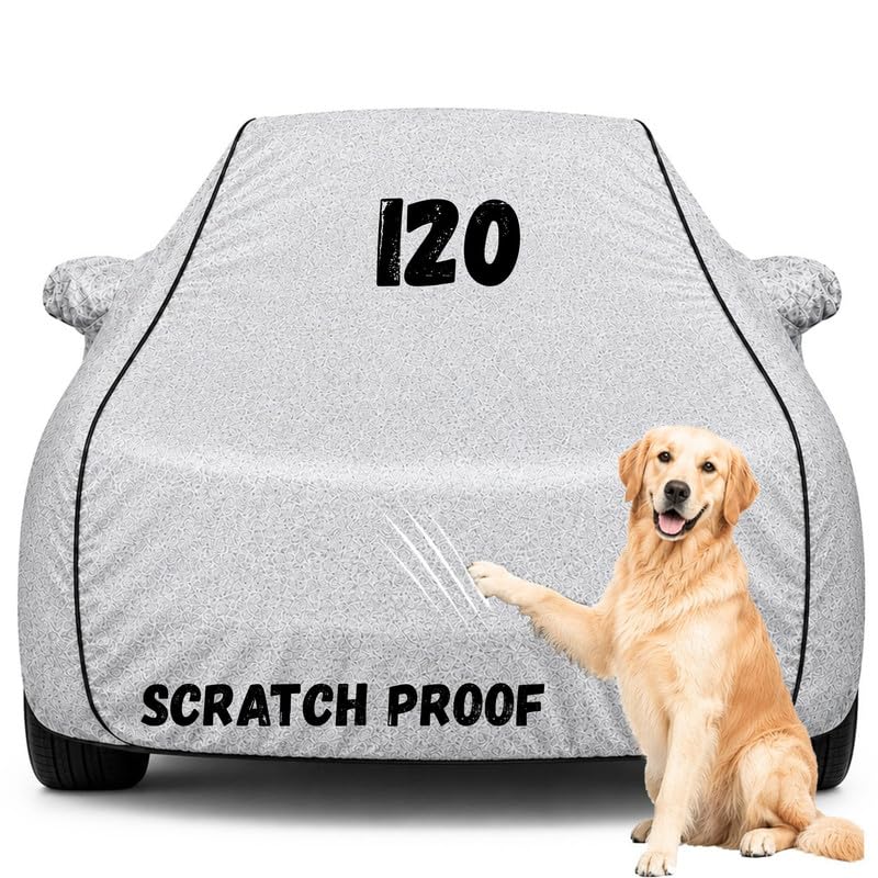 Image of Pure Fabric Silver 100% Waterproof i20 Car Cover | Polyester Car Body Cover for Rain & Sun | UV Protection, Dustproof, Scratch Resistant, Windproof, Heat Resistant, Custom Fit