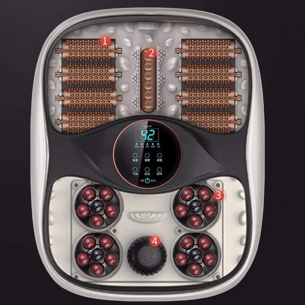 Masajeador de Spa de Baño 6 en 1 para Pies con Burbujas de Calor, Punto de Acupuntura de Masaje con Rodillo Shiatsu Motorizado, Conversión de Frecuencia, Temperatura de Tiempo Ajustable, Dos Personas