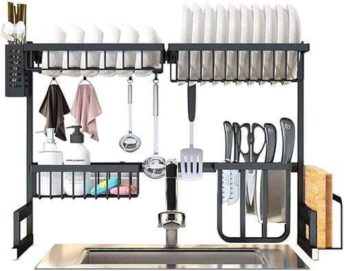 Dish Drainers Dish Drying Rack,Over Sink Dish Drying Rack,Adjustable Stainless Steel Above Sink Dish Rack,Kitchen Drainage Rack Organizer Storage