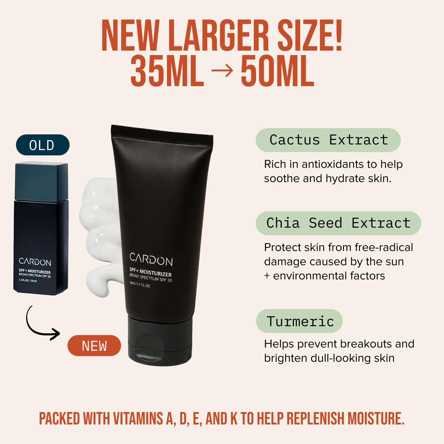 Cardon Men's SPF 30 Korean Facial Moisturizer with Cactus Extract