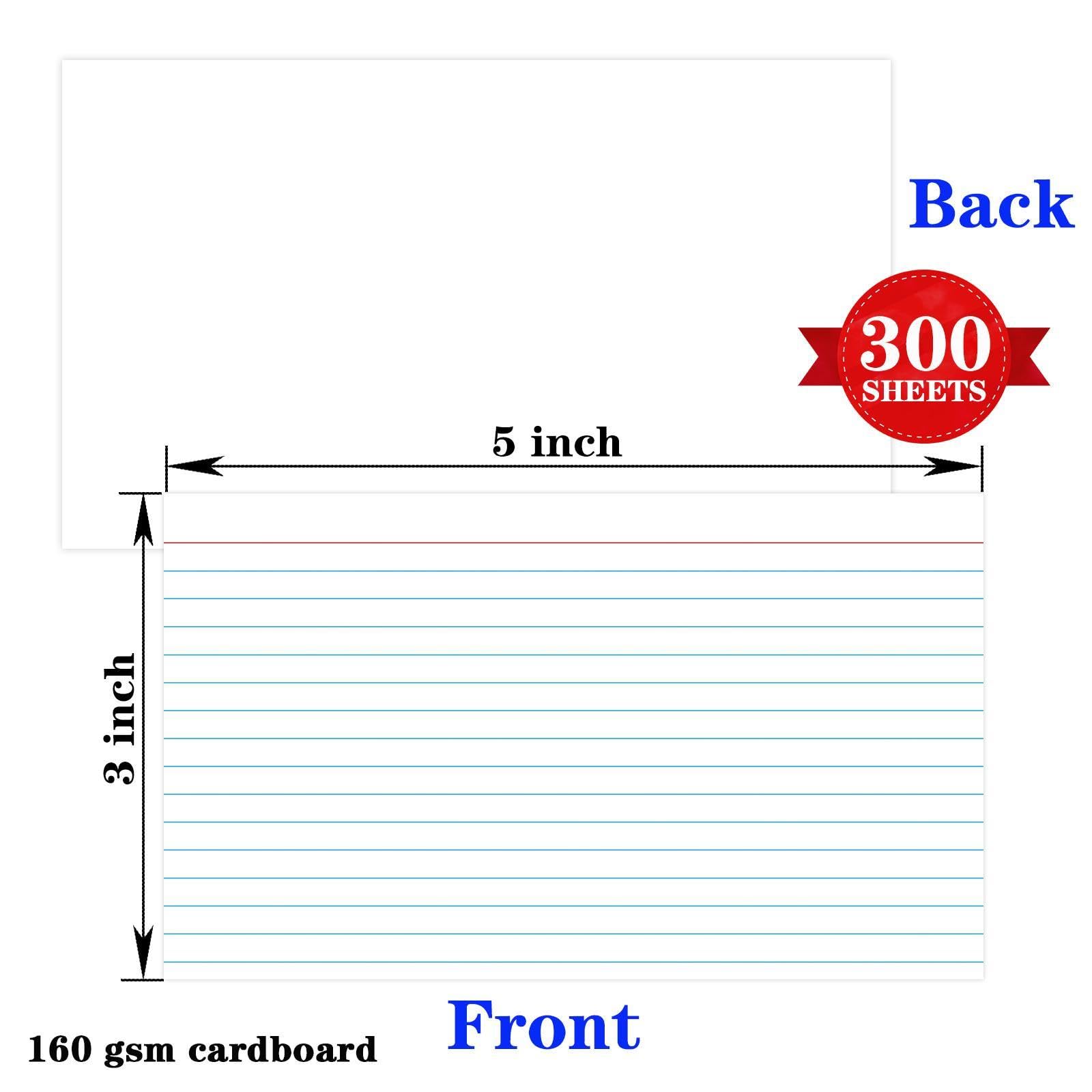 300 tarjetas de índice rayadas de 3 x 5 pulgadas, tarjetas flash Pinovk para estudio, tarjetas de índice blancas, tarjetas de notas de archivo, tarjetas de estudio, tarjetas de estudio, tarjetas de