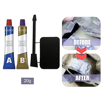 CALANDIS Permanent Metal Repair Glue Casting Bonding Iron Quick Dry Ab Adhesive 20G | Glue | 1 Piece A glue1 Piece B glue1 Piece Tray1 Piece Brush