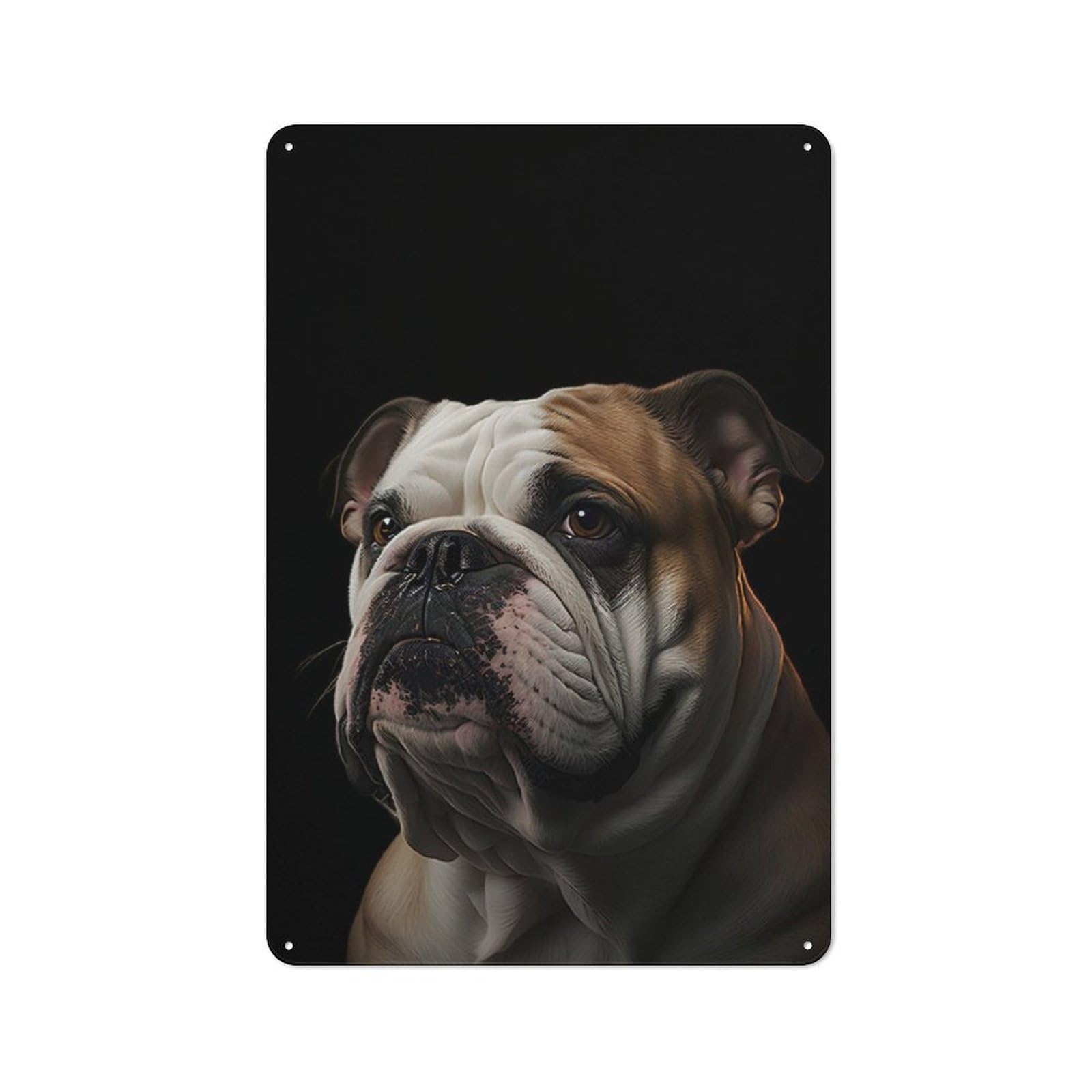Junmoney English Bulldog Portrait Cottage Style Metal Wall Decor 30X20cm, Farmhouse Metal Sign For Kitchen, Cottage, Porch Or Garden Room