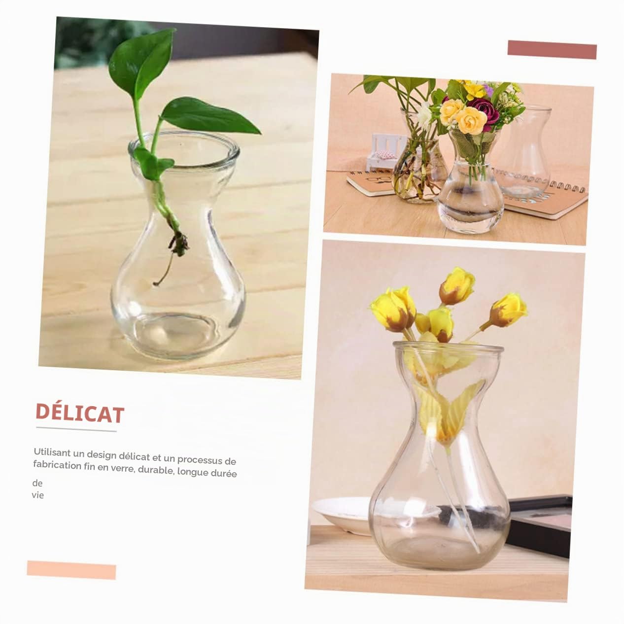 Artibetter 4 Pièces Vase en Jacinthe Décorations en Cristal pour La Maison Décor Rétro Miniture Décoration Vase Hydroponique Vases À Fleurs en Jacinthe Petits Vases À Fleurs en Verre