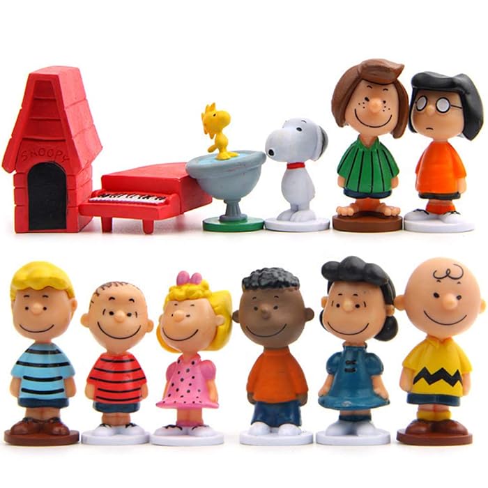 Buy 12 PCS Snoopy Action Figures, Cupcake Topper, Peanut Comic Action