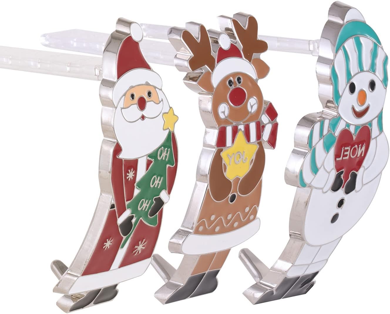 Set of 3 Christmas Stocking Hanger for Mantel ,Metal