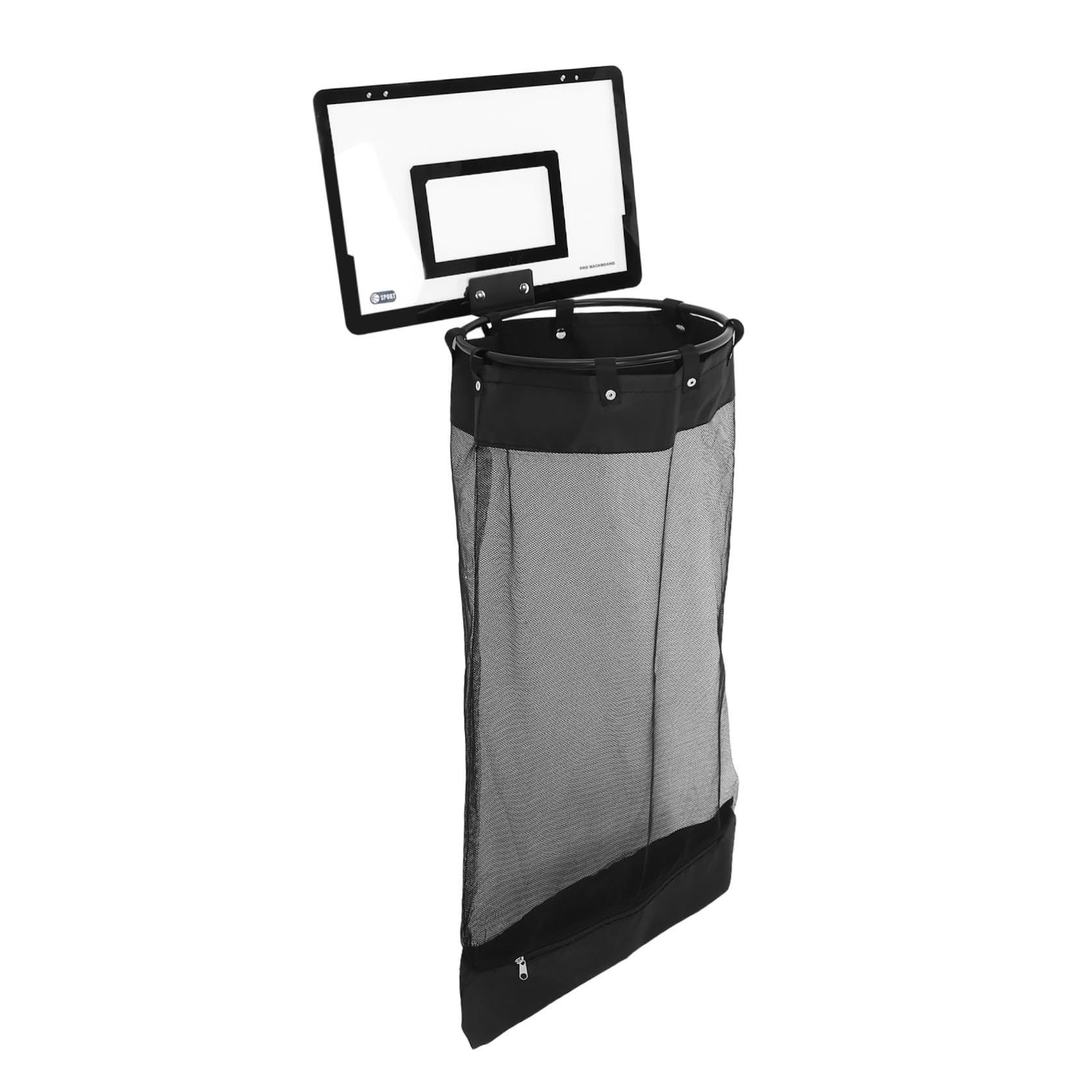 Cesto Porta Biancheria Nero con Ganci e Cerniera, Rete Plastica Resistente 106x40x33 Cm, per Bagno e L'organizzazione Efficiente del Bucato