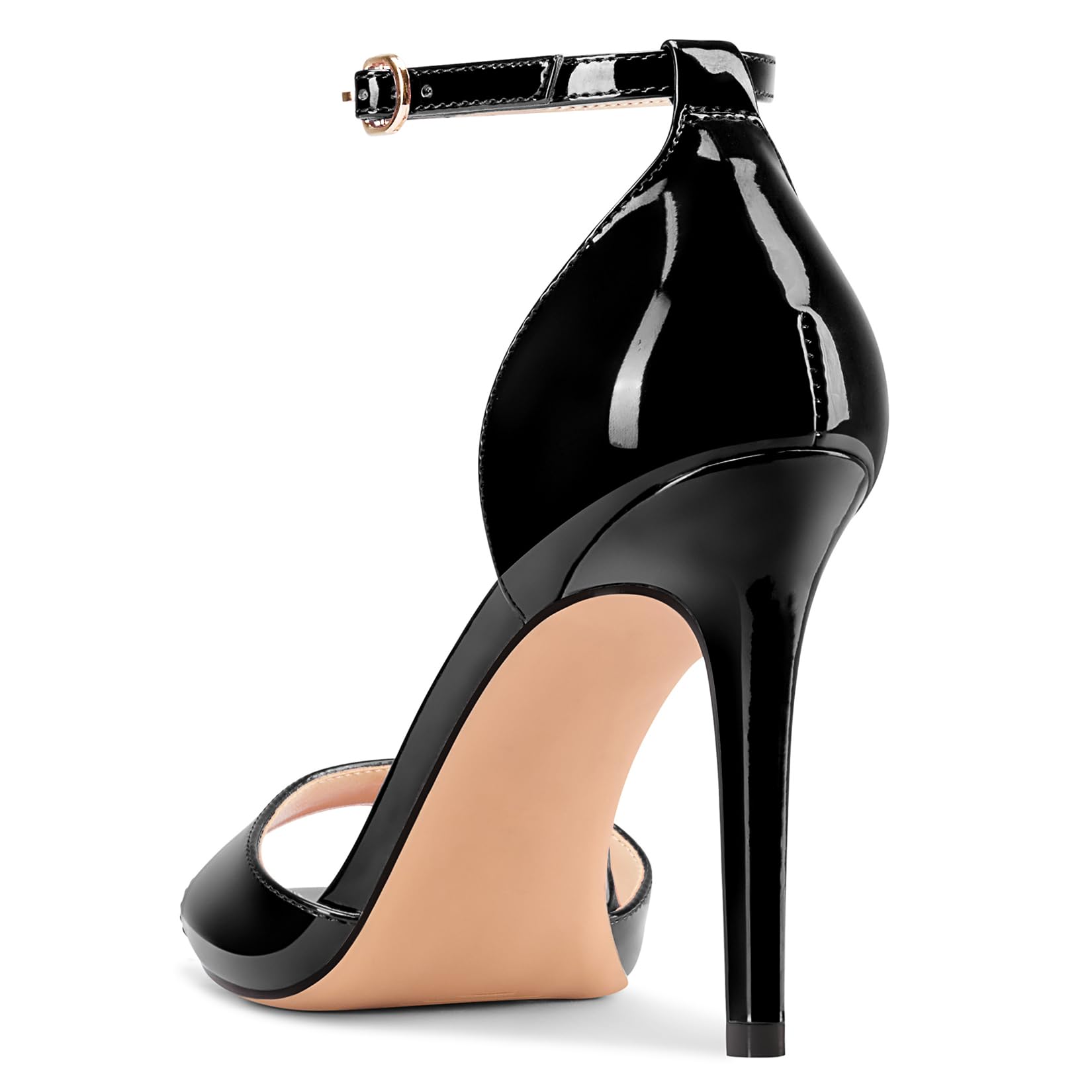 Castamere Donna Alto High Spillo Tacco Heel Rotonda Aperte sulla Punta Cinturino alla Caviglia Sandali Fibbia Feste Scarpe 10 CM Heels