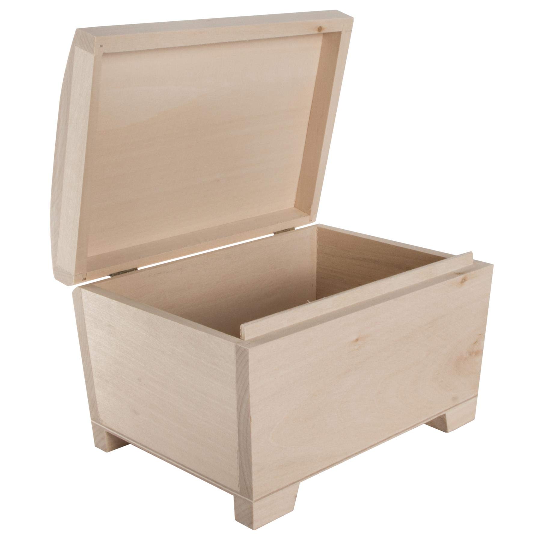 Woodeedoo Wooden Storage Chest With Curved Hinged Lid | 20 X 14 X 12.5 Cm | Trinket Keepsake Gift Decorative Box | Unpainted & Untreated Plain Lindenwood