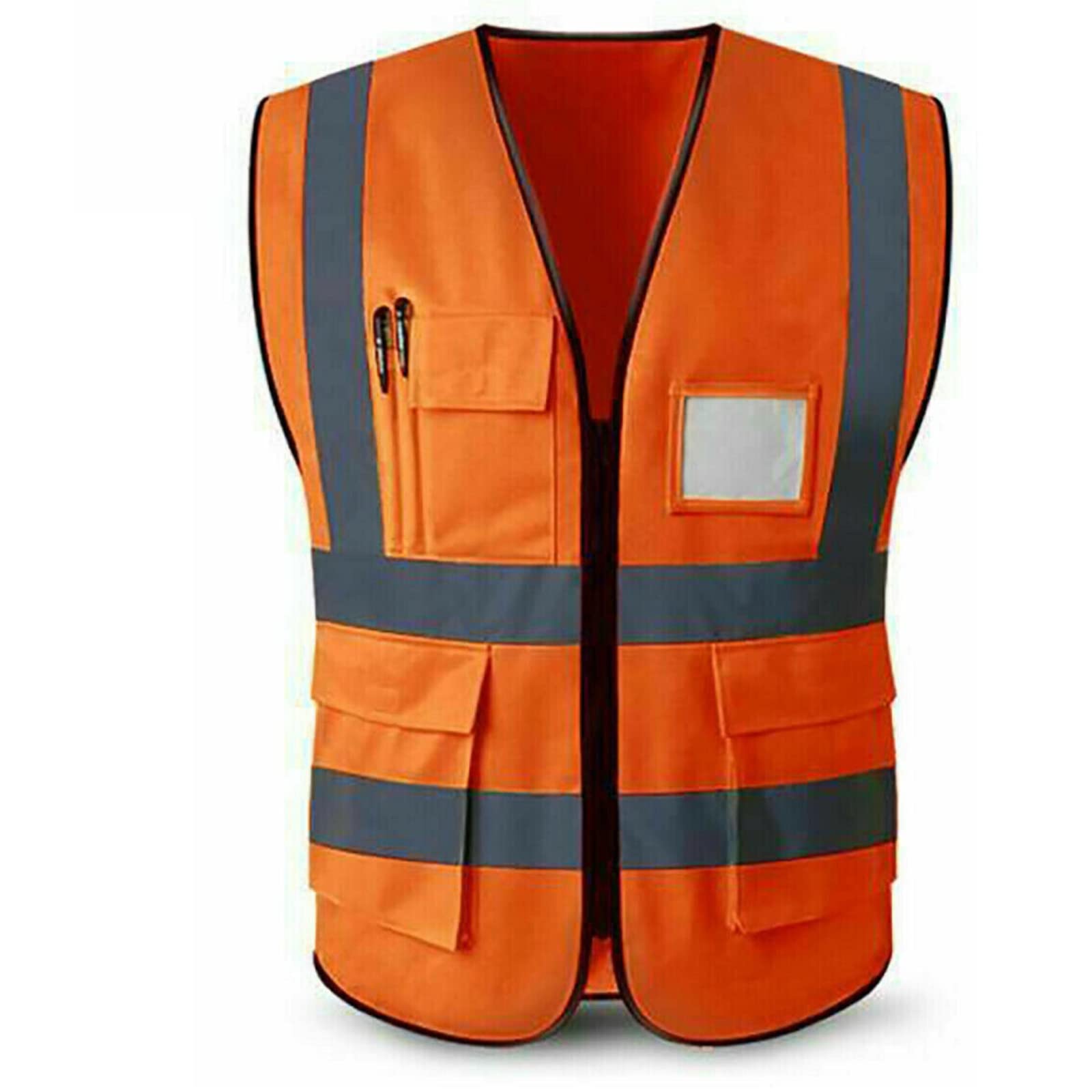 NTEK Hi Vis Vests & Jackets Set – High Visibility Safety Vests with Reflective Strips, Rail Orange, Universal Size, for Men & Women – Ideal for Construction, Car, Outdoor & Emergency Use
