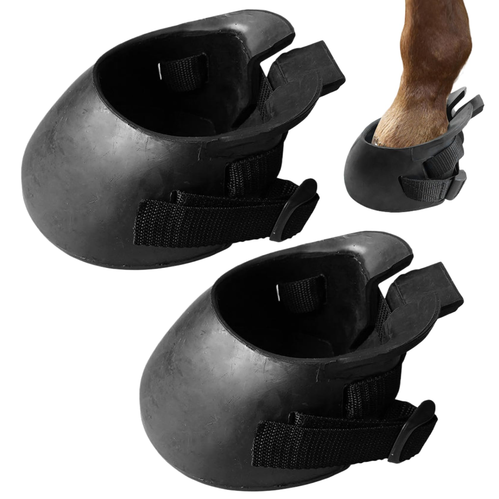 1 Pair Horse Hoof Boots for Horses, Rubber Protective Hoof Boots for Wound Management, Laminitis, Abscess, Horse Tack, M..