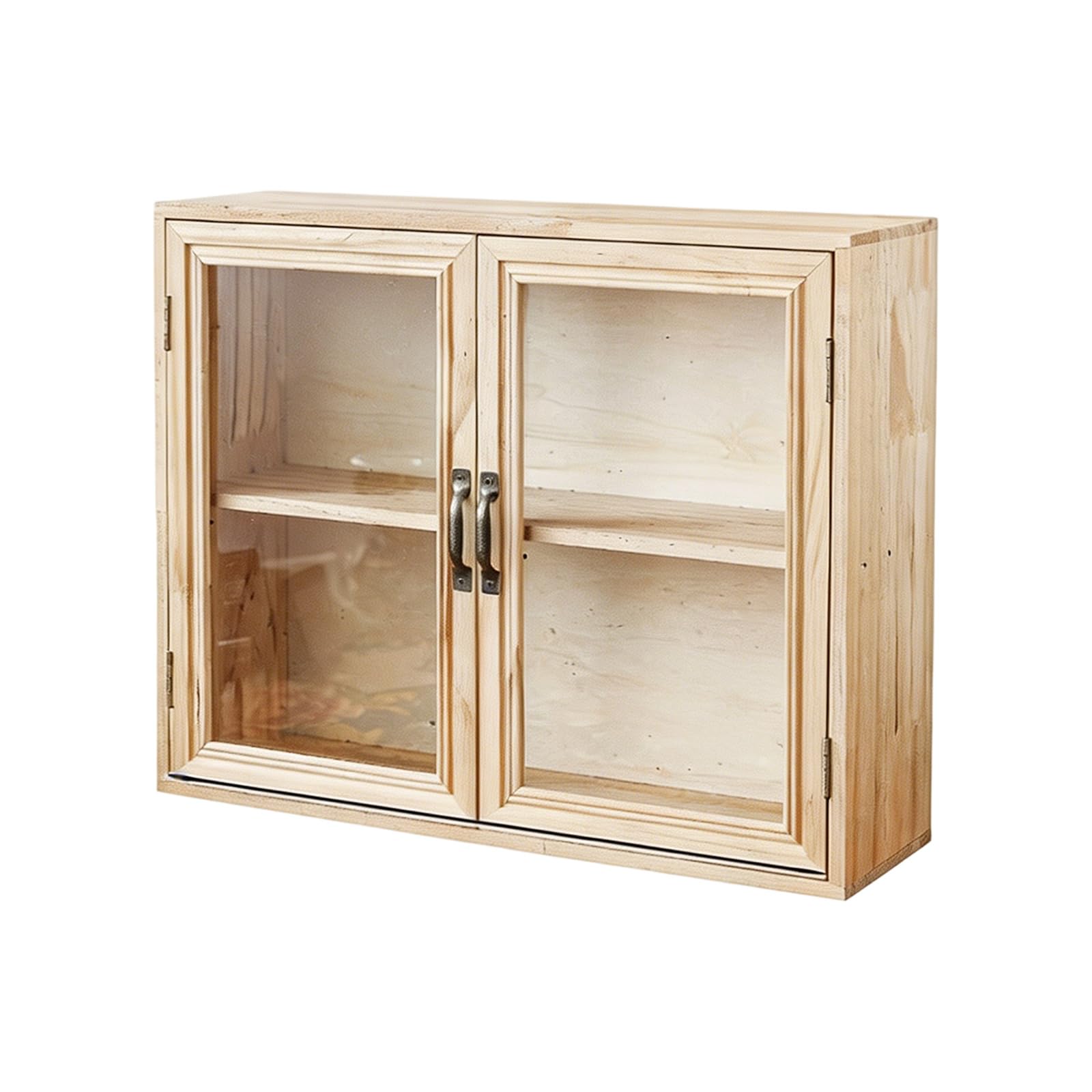 Zxfdsfdbnm Wood Texture Desktop Cabinet with Clear Doors, Compact Countertop Organizer for Makeup, Stationery and Kitchen Items Counter Shelf
