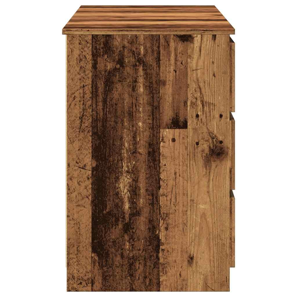Scrivania effetto legno anticato, 140 x 50 x 77 cm, con 6 cassetti, spazioso piano per ufficio e home office, scrivania con spazio portaoggetti, design minimalista