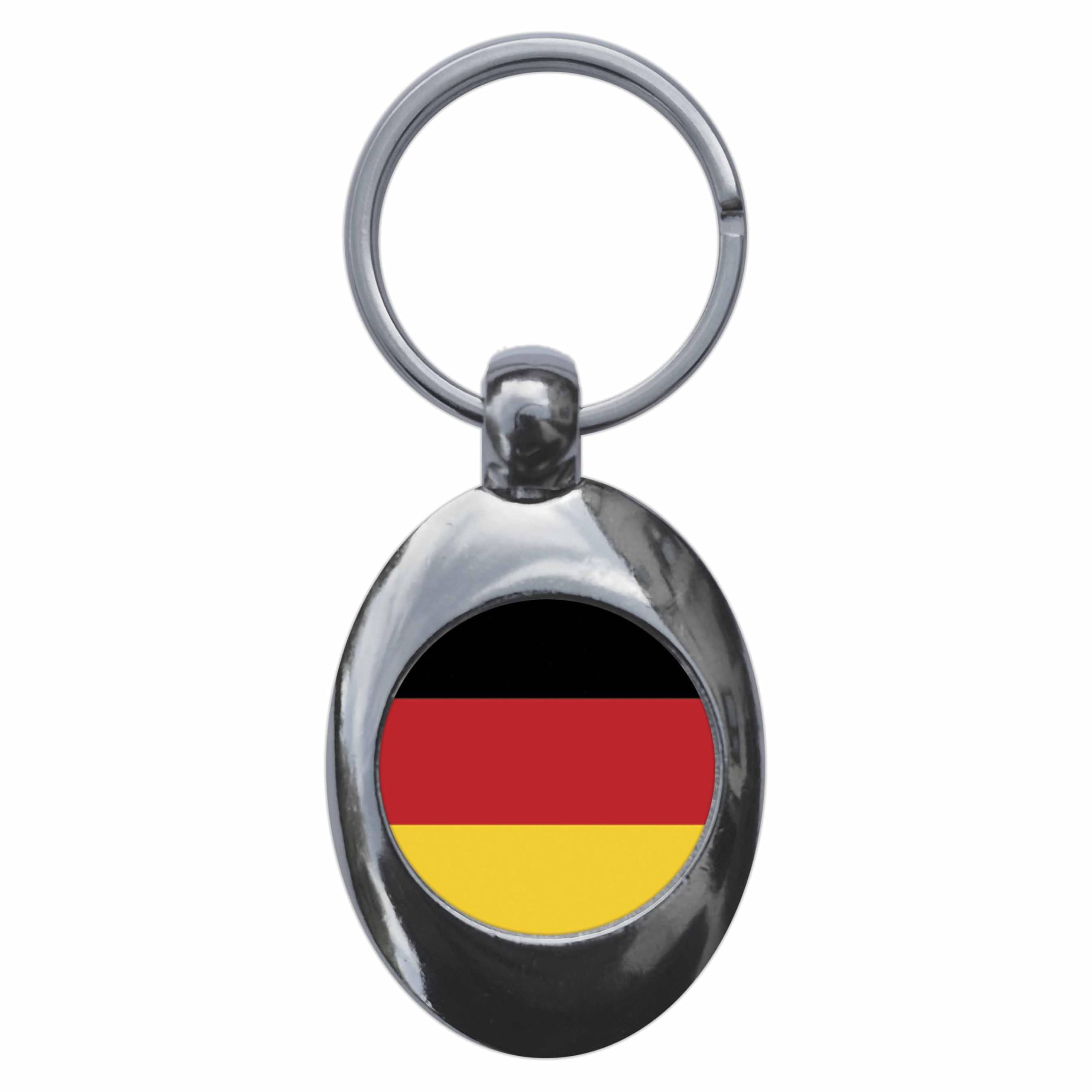Ozorath GERMANY GERMAN NATIONAL FLAG TROLLEY COIN KEYRING KEYCHAIN KEY RING CHAIN
