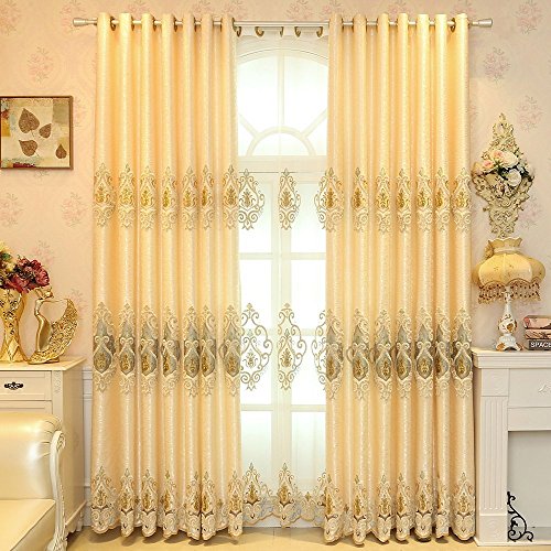 Myru European Style Living Room Yellow Curtains Room Darkening Luxury Curtains (Cloth Curtains, 2 Panels 54 Inches By 96 Inches) #TOP3