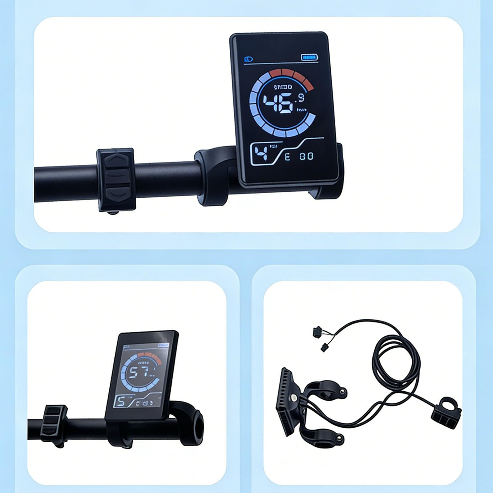 HEEPDD Tachimetro Universale per Bici, Pannello Display LCD con velocità in Tempo Reale e Livello della Batteria per Scooter Elettrici 24V 36V 48V 60V Pendolari in Bicicletta Facile Installazione
