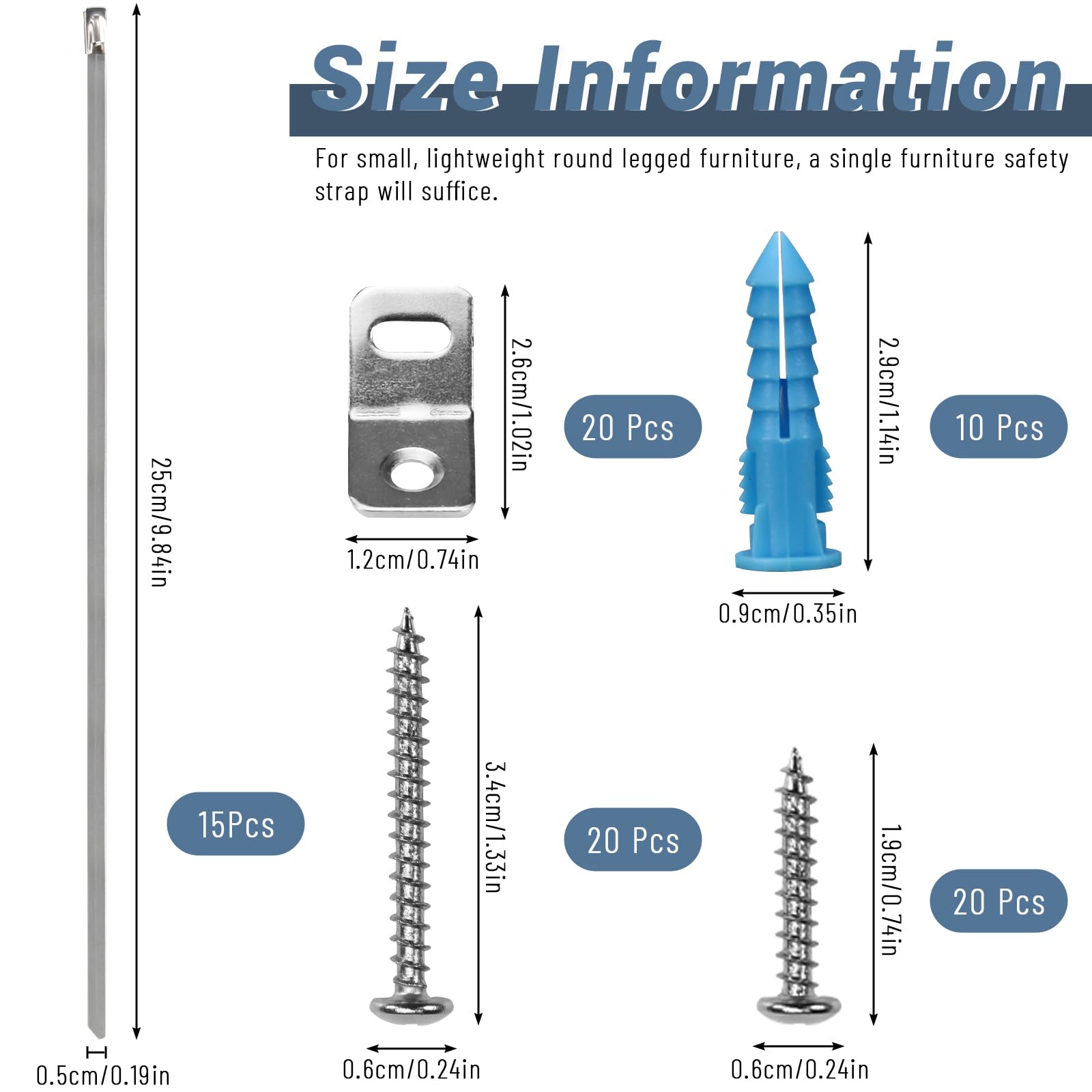 Realand 10Sets Stainless Steel Anti Tip Furniture Anchors - Image 2