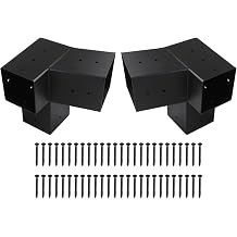 Slanted Roof Pergola Bracket Wall Mount For 4X4 Posts, Steel 3-Way Unidirectional Kit With Hardware, Black Outdoor Gazebo SupportLeft 15 +Right 15