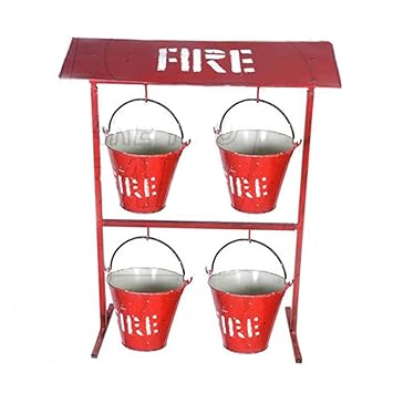 Fire Stone Fire Bucket Stand with 4 nos Bucket Pack of 2