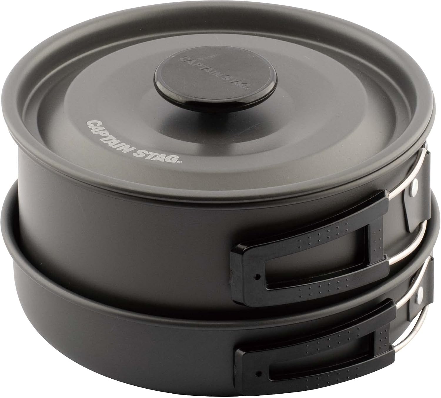 Captain Stag UH-4121 Kettle, Frying Pan, Cooker, Easy Aluminum Cooker Set, Hard Anodized Finish, Storage Case Included