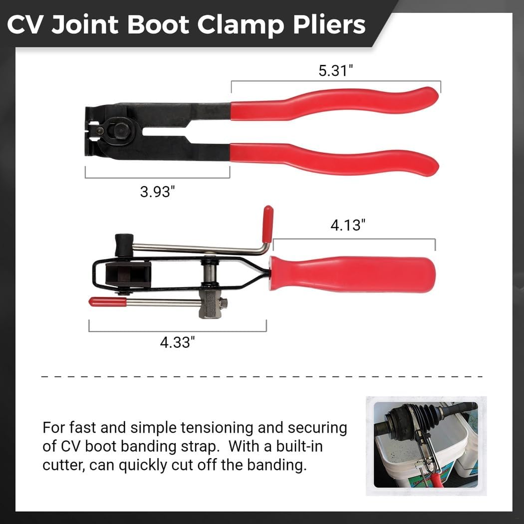 10Pcs Cv Joint Boot Clamp Tool Kit, Contains 2Pcs Boot Tie Pliers & 8Pcs Clamps, Effective Car Band Tools for ATV, Utv, and Vehicle