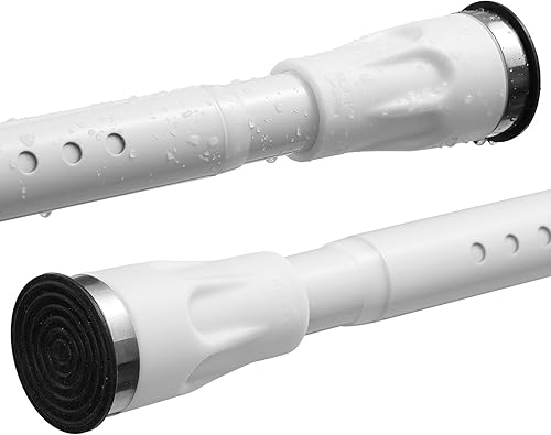 Miniatura 1 de Barra de tensión negra para cortina de ducha, barra de cortina de ducha sin perforación, extensible con resorte, barra de tensión ajustable de 43 a