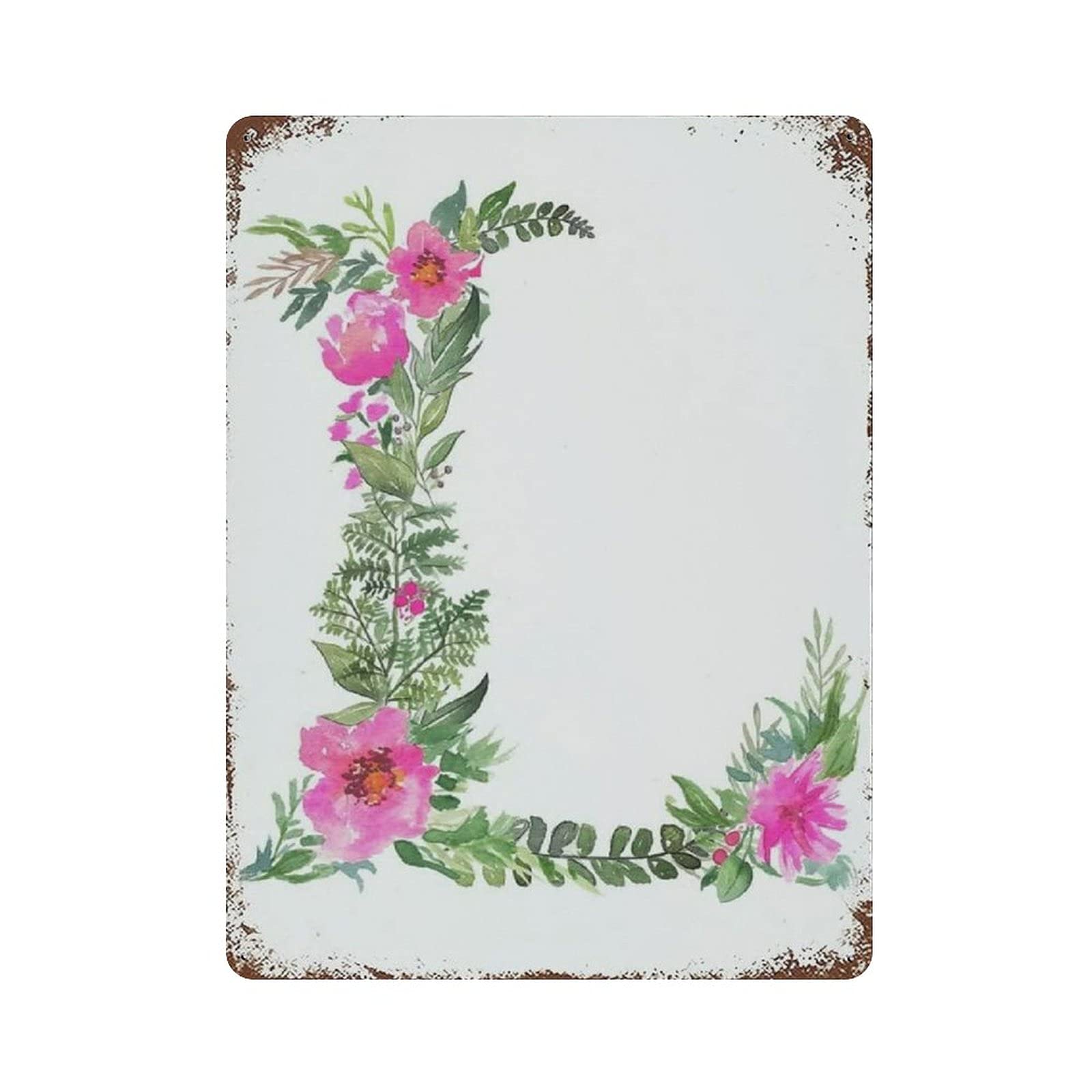 L Wall Letters Nursery Letters Floral Metal Signs, Fun Poster For Bar Kitchen Cafe Farmhouse Wall Decor 12x16 inch