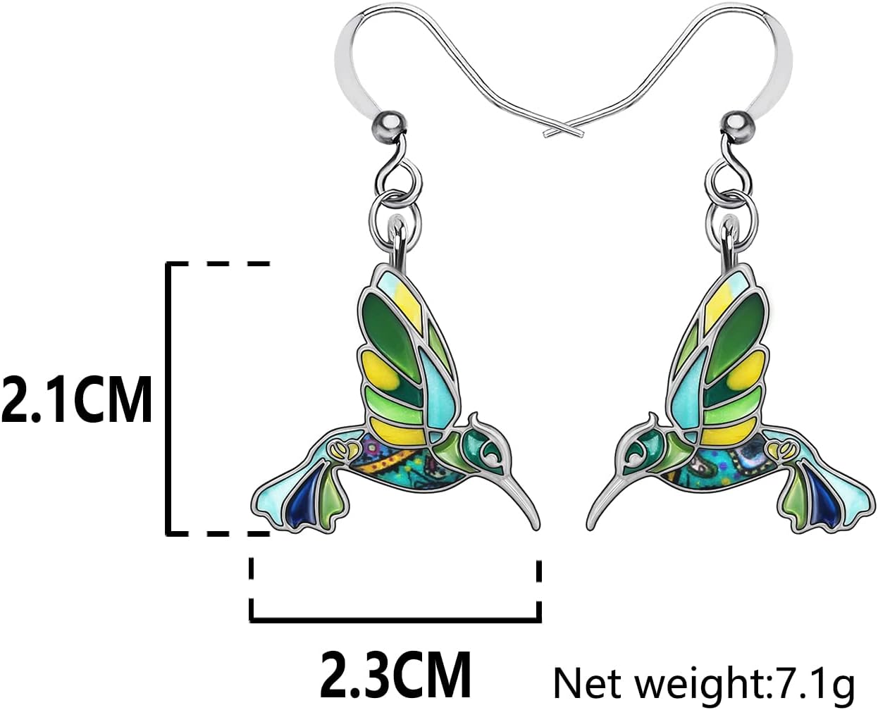 BONSNY Cute Floral Enamel Dangle Hummingbird Earrings for Women Jewelry Gifts Novelty Funny Charms - Image 6