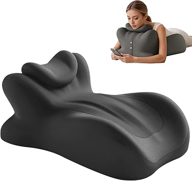 Memory Foam Support Pillow Support Neck and Shoulders for Sleeping, Reading,Ergonomic Wedge Pillow,27 Angled Support for Neck and Waist,Washable CoverDark Gray