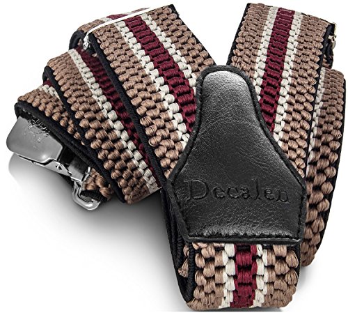 Decalen Tirantes para caballero con clips extra fuerte amplio 40 mm Adjustable Elastics Y forma (Beige Marrón 2) Cover