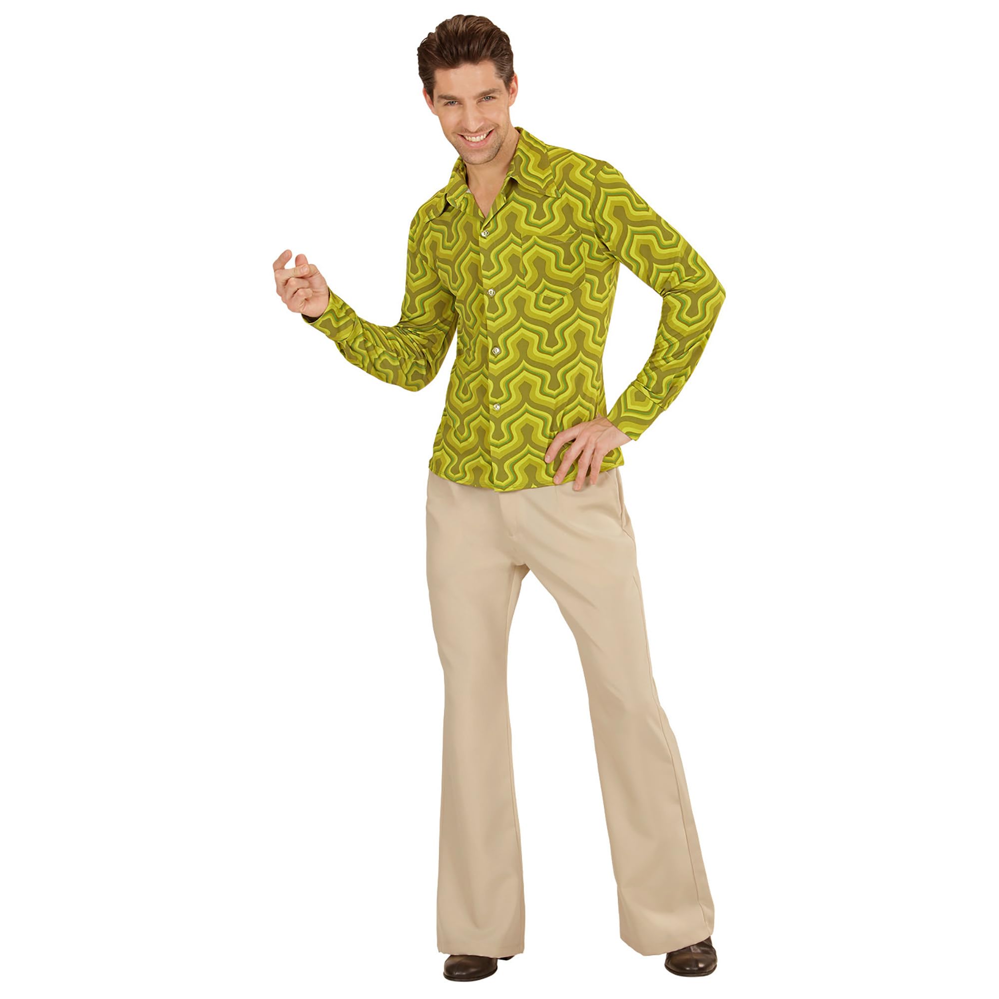 W WIDMANN Milano Party Fashion - Camisa de los años 70, Camisa de Hombre, Estilo Disco, Disfraces de Carnaval