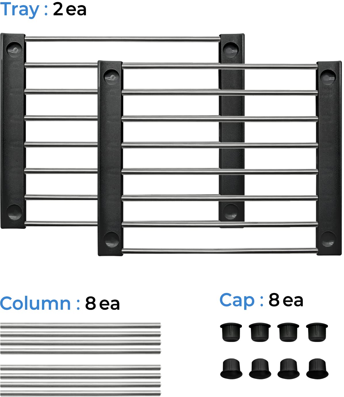 Estante organizador de gabinete, juego de 2 estantes apilables para mostrador de cocina, organizadores y almacenamiento de gabinetes de cocina, organizador de estante de almacenamiento de 9