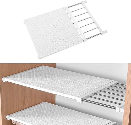 Miniatura 5 de DOITOOL Expandable Closet Tension Shelf Storage Rack Adjustable Metal Storage Rack Cabinet Organizer DIY Divider Separator for Cabinet Wardrobe