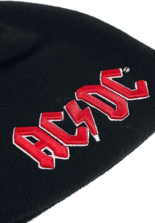 AC/DC Men's Red 3D Logo Beanie Black