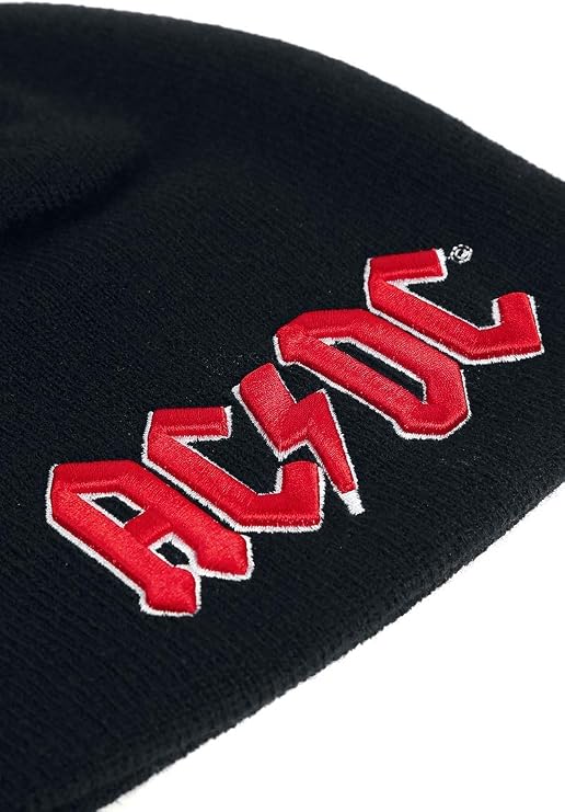 AC/DC Men's Red 3D Logo Beanie Black