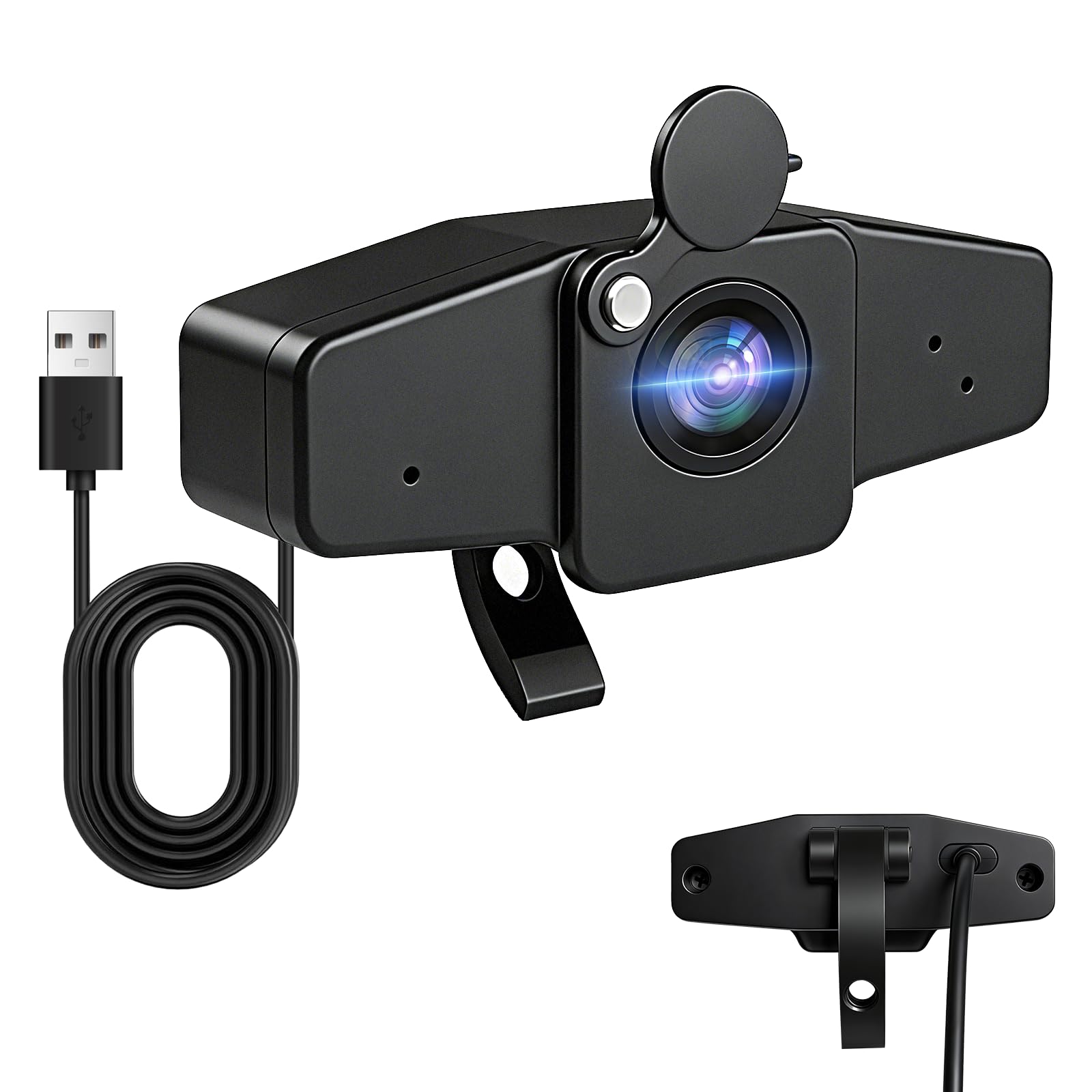 POHO Webcam 4K per PC, fotocamera ultra HD con messa a fuoco automatica PDAF, correzione automatica della luce, Plug & Play, FOV 70°, webcam con microfono, copertura per privacy, per streaming