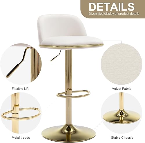 Miniatura 4 de Taburetes de bar giratorios, taburetes de bar de altura de mostrador con respaldo alto, taburetes de bar ajustables, modernas sillas de bar